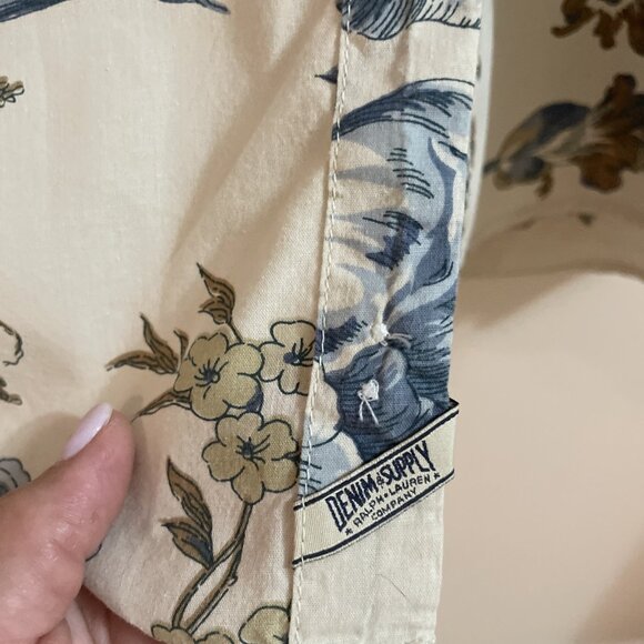 VTG Ralph Lauren Denim & Supply Tropical Button Front Shirt Men XL Blue Hawaiian - Picture 4 of 9